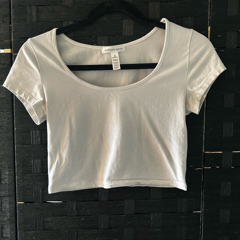 Ambiance White Short Sleeve Crop Top